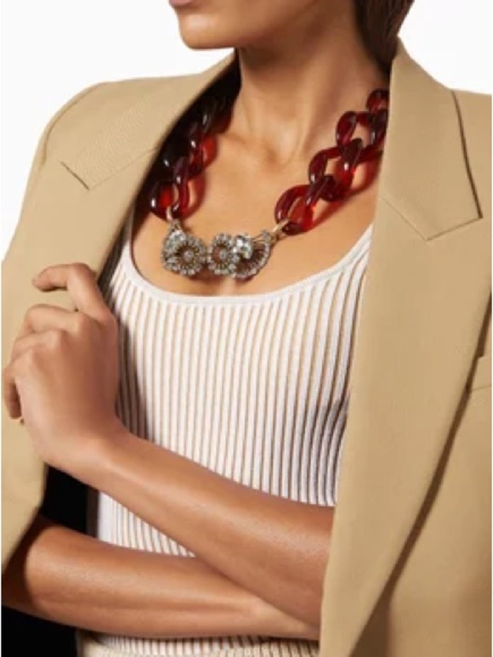WEEKEND MaxMara Onagro Chain Necklace with Rhinestones
